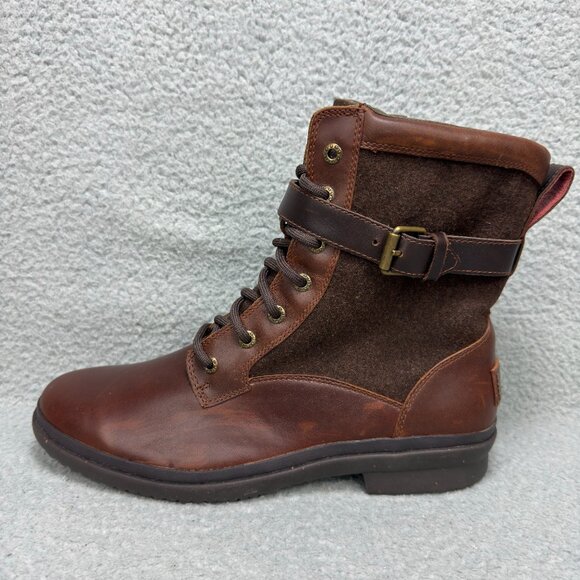 UGG Boots Womens 10 Shoes Brown Kesey Waterproof Shearling Zipper Ankle Booties - Picture 2 of 13